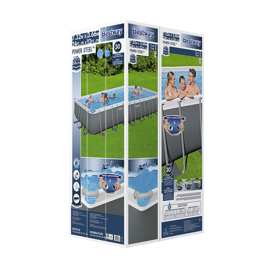 Swimming Pool 732x366x132CM Steel Frame Above Ground with Ladder 30045L