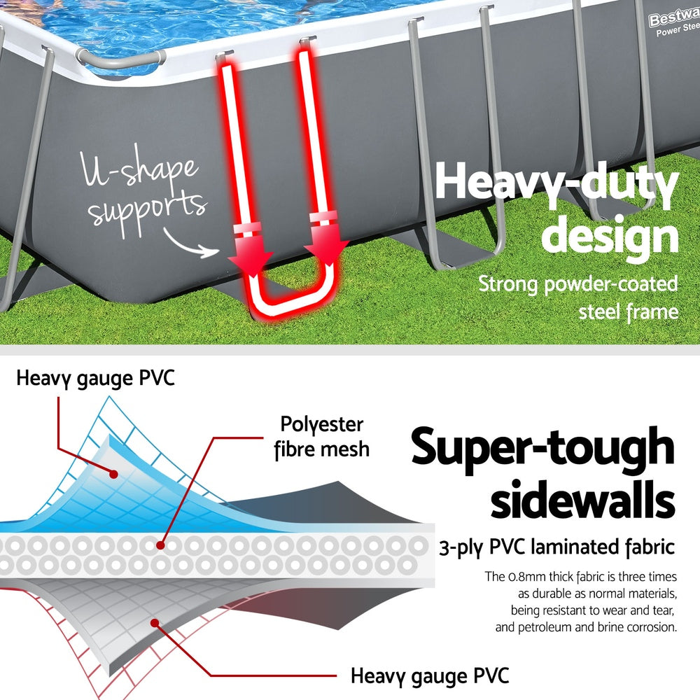 Swimming Pool 732x366x132CM Steel Frame Above Ground with Ladder 30045L