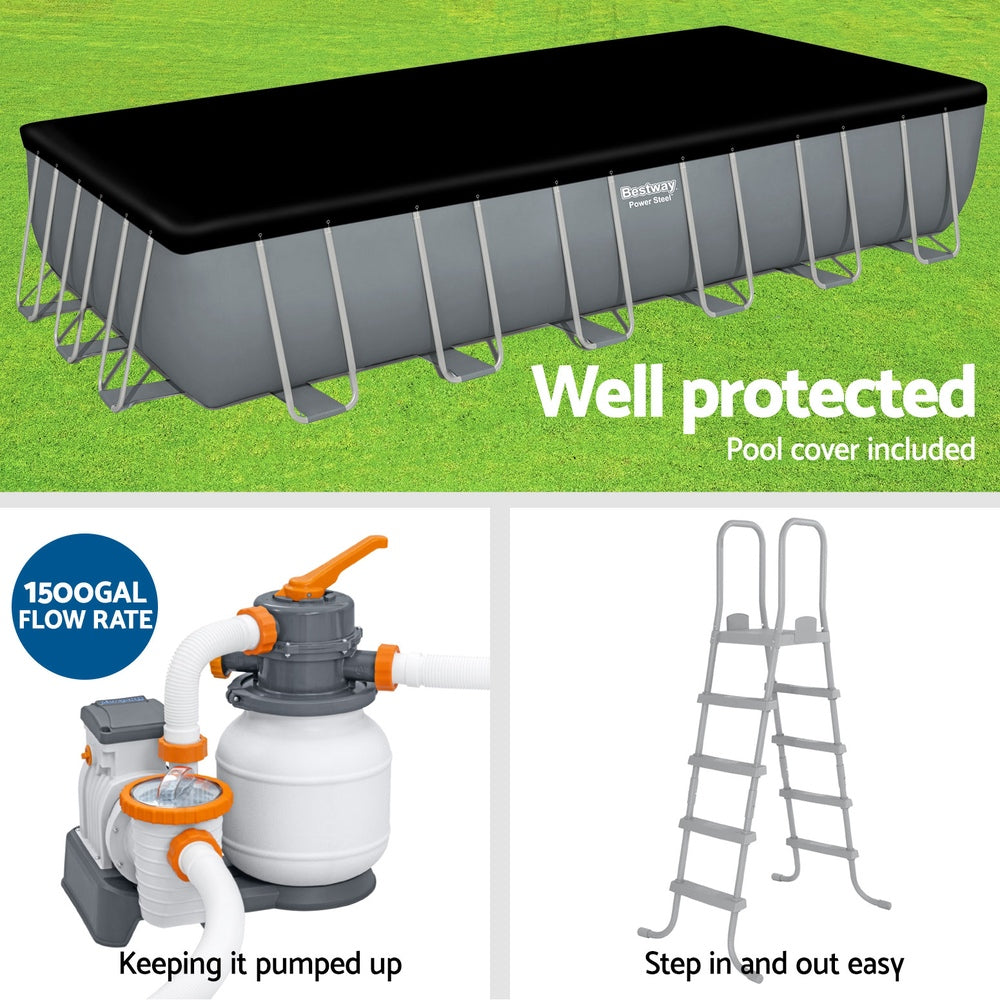 Swimming Pool 732x366x132CM Steel Frame Above Ground with Ladder 30045L