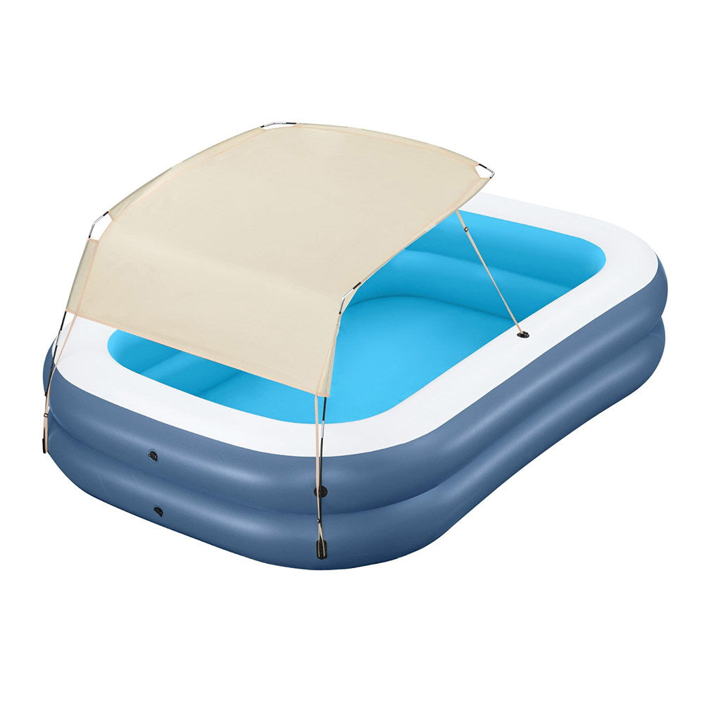 Kids Inflatable Pool Above Ground Splash Pool with Sunshade 254x178cm