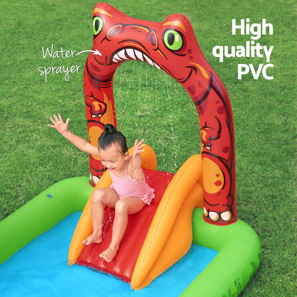 Kids Inflatable Play Splash Pool with Slide Ball Tossing Toys 242x140cm