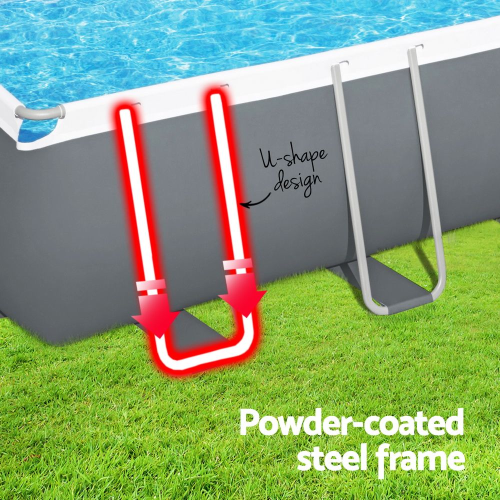 Swimming Pool Steel Frame 640x274x132cm Above Ground Pool with Filter Pump and Ladder 19281L