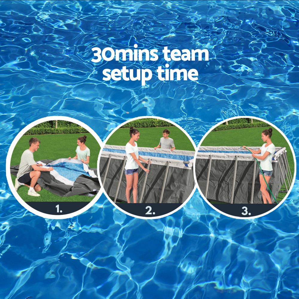 Swimming Pool Steel Frame 640x274x132cm Above Ground Pool with Filter Pump and Ladder 19281L
