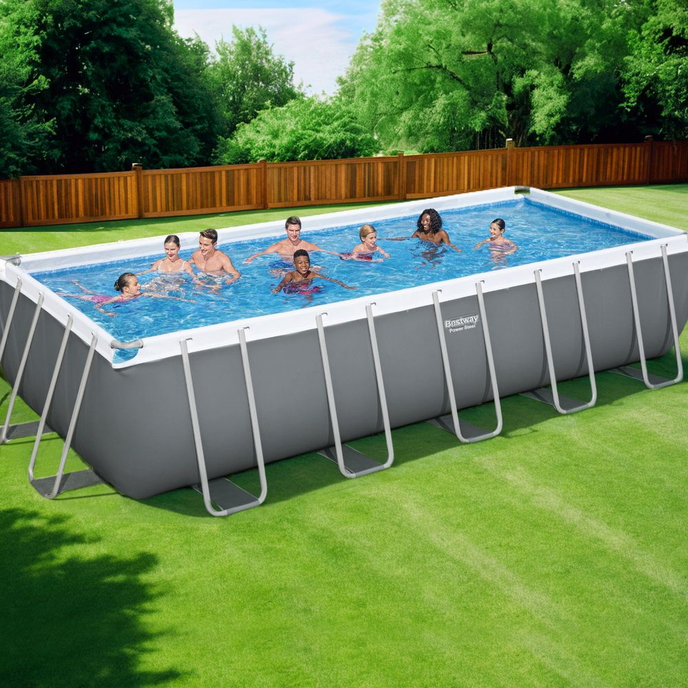 Swimming Pool Steel Frame 640x274x132cm Above Ground Pool with Filter Pump and Ladder 19281L