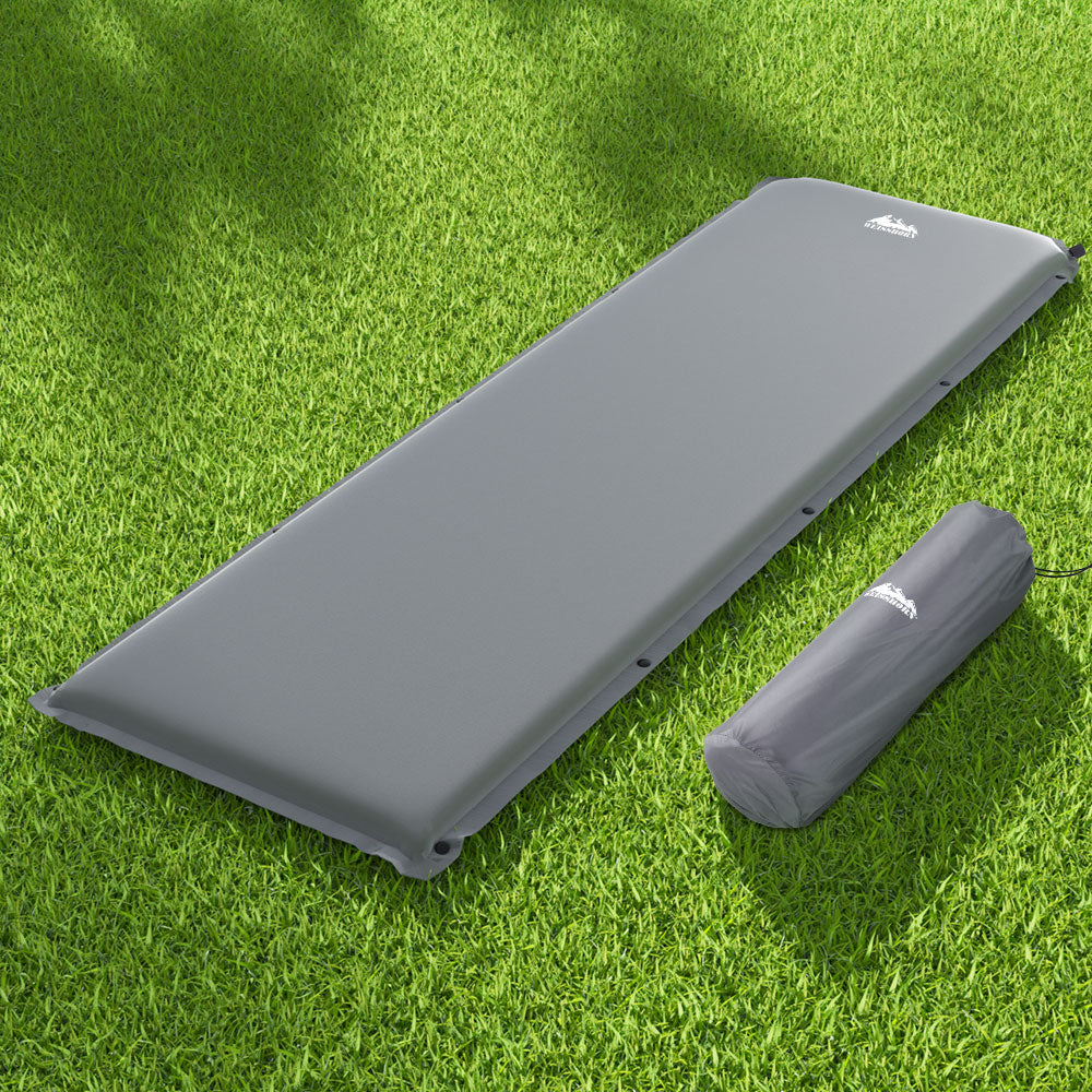 Self-Inflating Mattress Camping Sleeping Mat Air Bed Pad Single - Grey