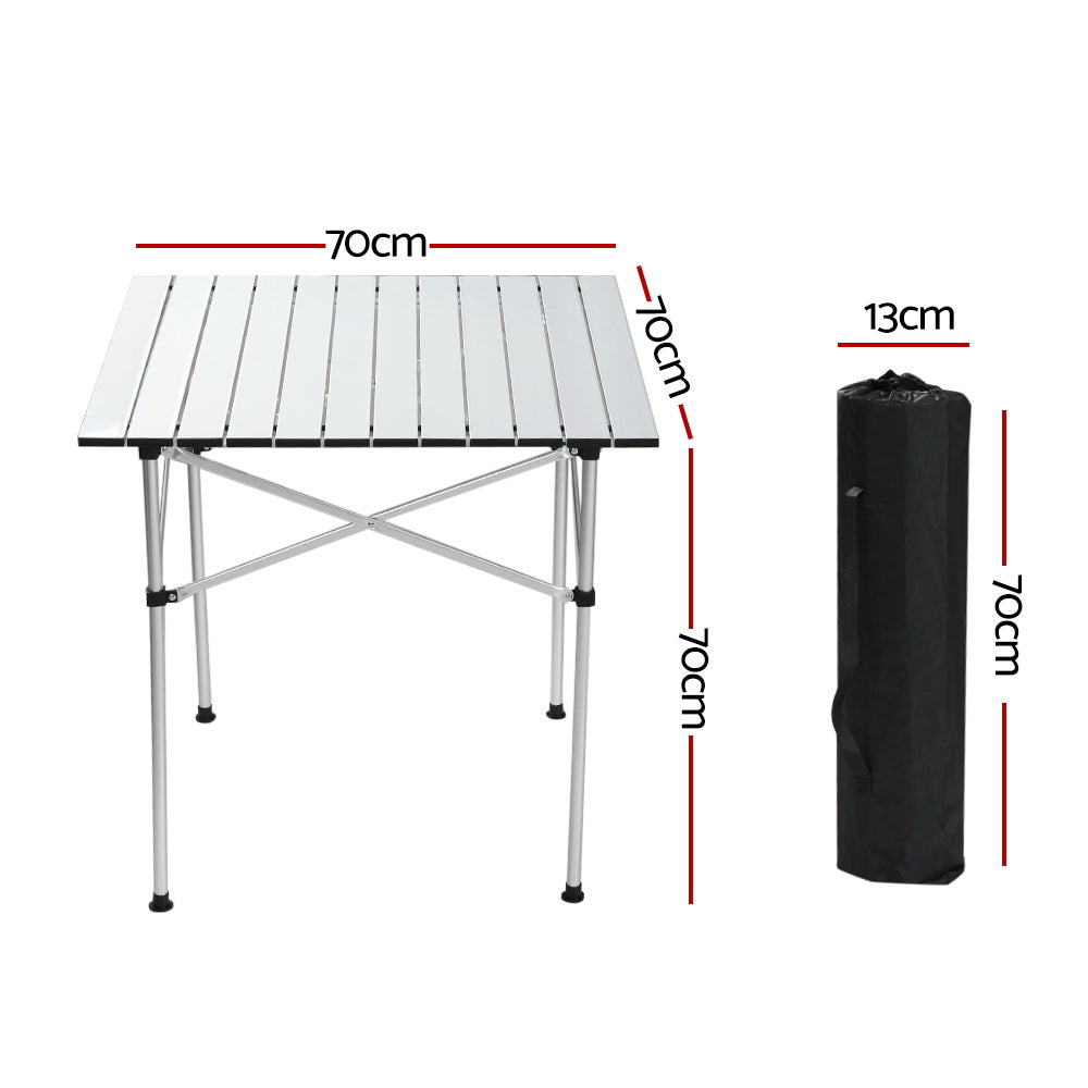 Camping Table Roll-Up Aluminum Portable Desk Picnic - 70CM