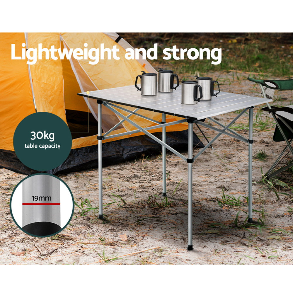 Camping Table Roll-Up Aluminum Portable Desk Picnic - 70CM