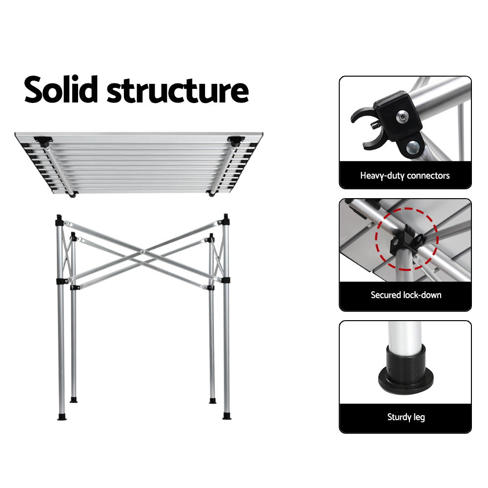 Camping Table Roll-Up Aluminum Portable Desk Picnic - 70CM