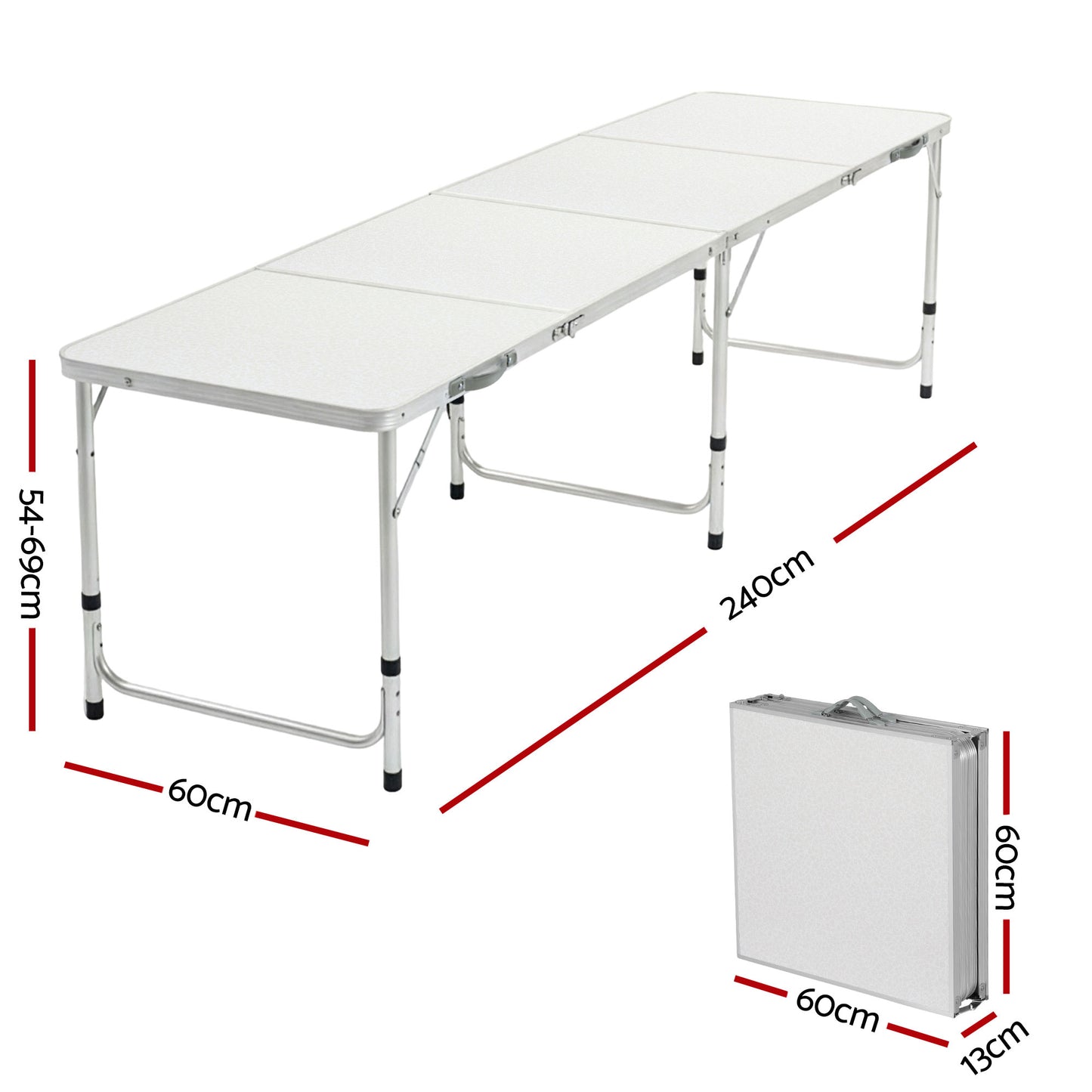 Camping Table Folding Aluminum Portable BBQ Outdoor - 240CM