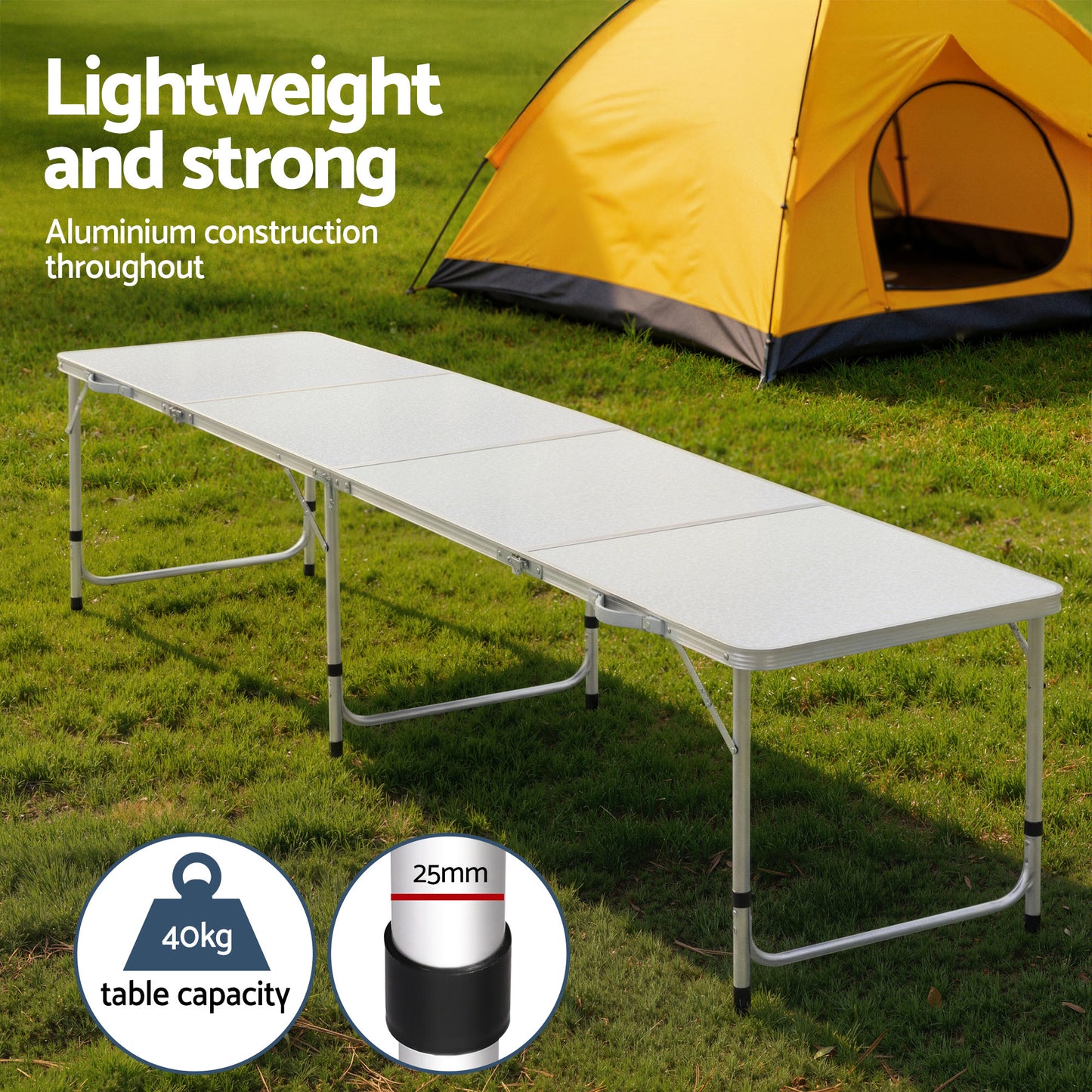 Camping Table Folding Aluminum Portable BBQ Outdoor - 240CM