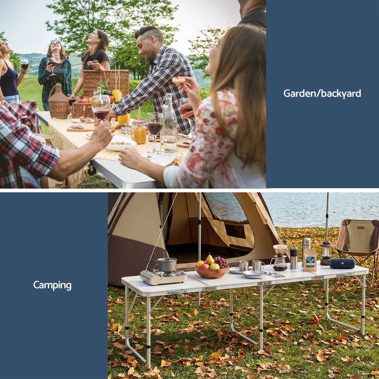 Camping Table Folding Aluminum Portable BBQ Outdoor - 240CM