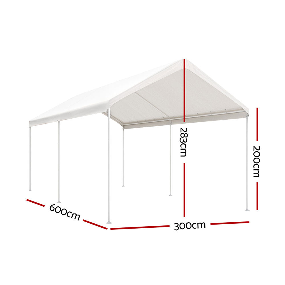 Carport Kits Steel Shelter Gazebo Canopy Garage Portable Garden Shed 3x6m