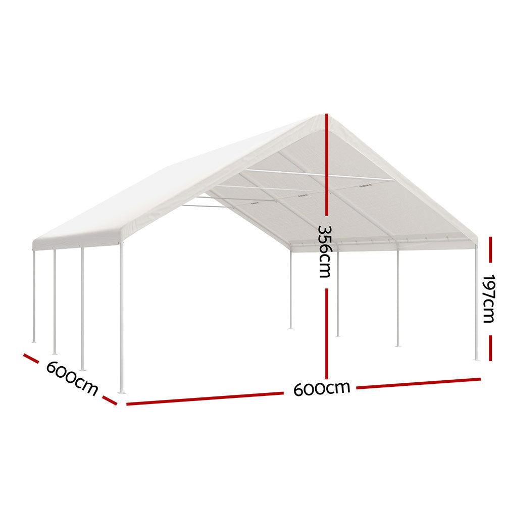 Carport Kits Steel Shelter Gazebo Canopy Garage Portable Garden Shed 6x6m