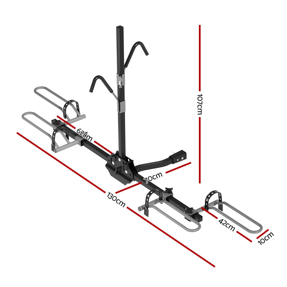 2 Bicycle Bike Carrier Rack Rear Car 2" Hitch Mount Platform Foldable