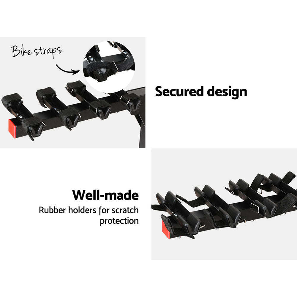 4 Bicycle Bike Carrier Rack for Car Rear Hitch Mount 2" Foldable Black