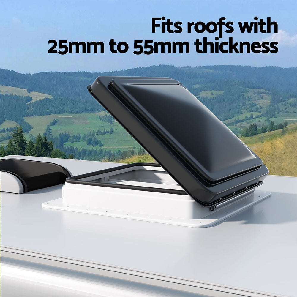 Roof Vent Hatch RV Skylight Motorhome Camper 350x350mm - Black
