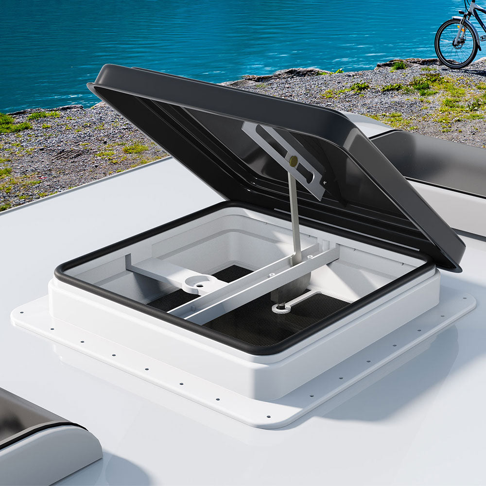Roof Vent Hatch RV Skylight Motorhome Camper 350x350mm - Black