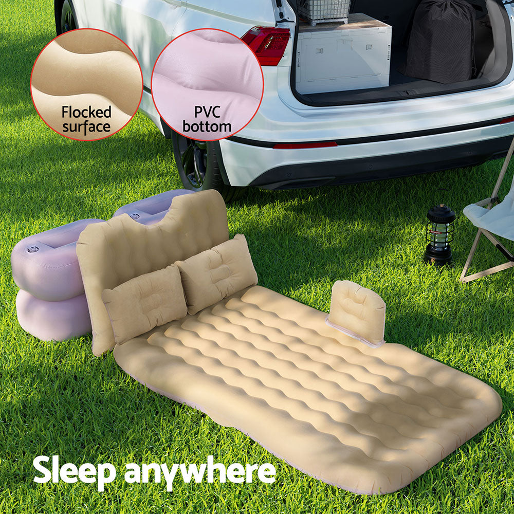 Car Mattress 176x80 Inflatable SUV Back Seat Camping Bed Beige