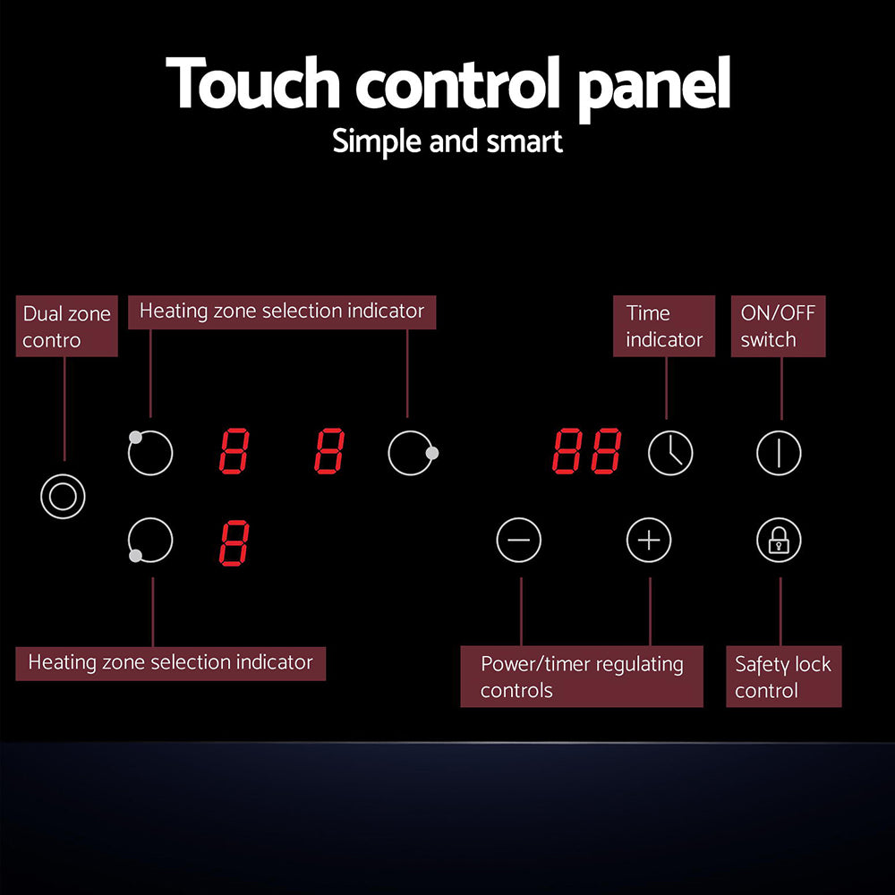 Ceramic Cooktop 60CM Kitchen Cooker 4-Burner Hob Touch Control 5200W