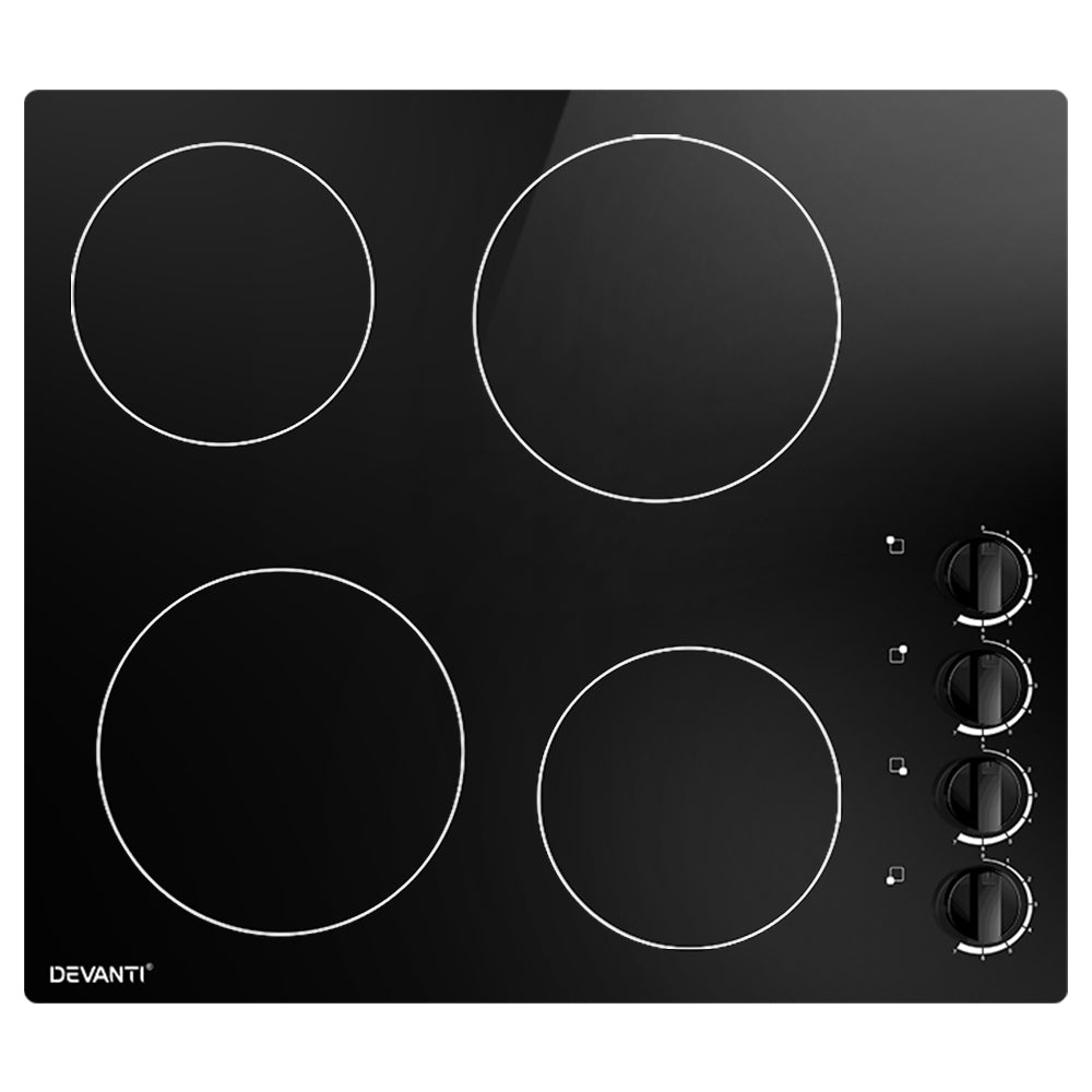 Ceramic Cooktop 60cm Kitchen Burner Cooker 4 Zone Knobs Control