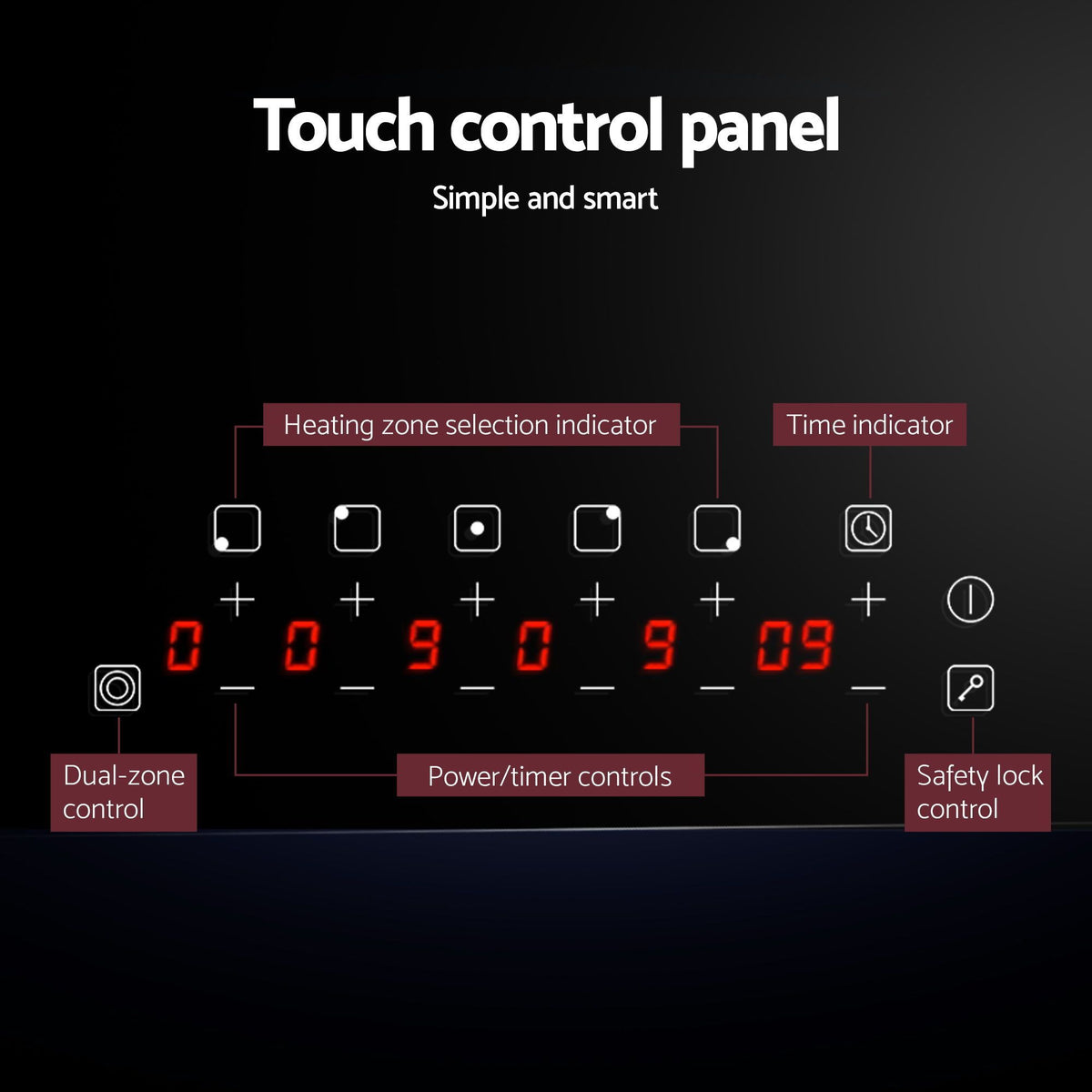 Ceramic Cooktop 90cm 5 Burner Stove Hob Touch Control 6-Zones