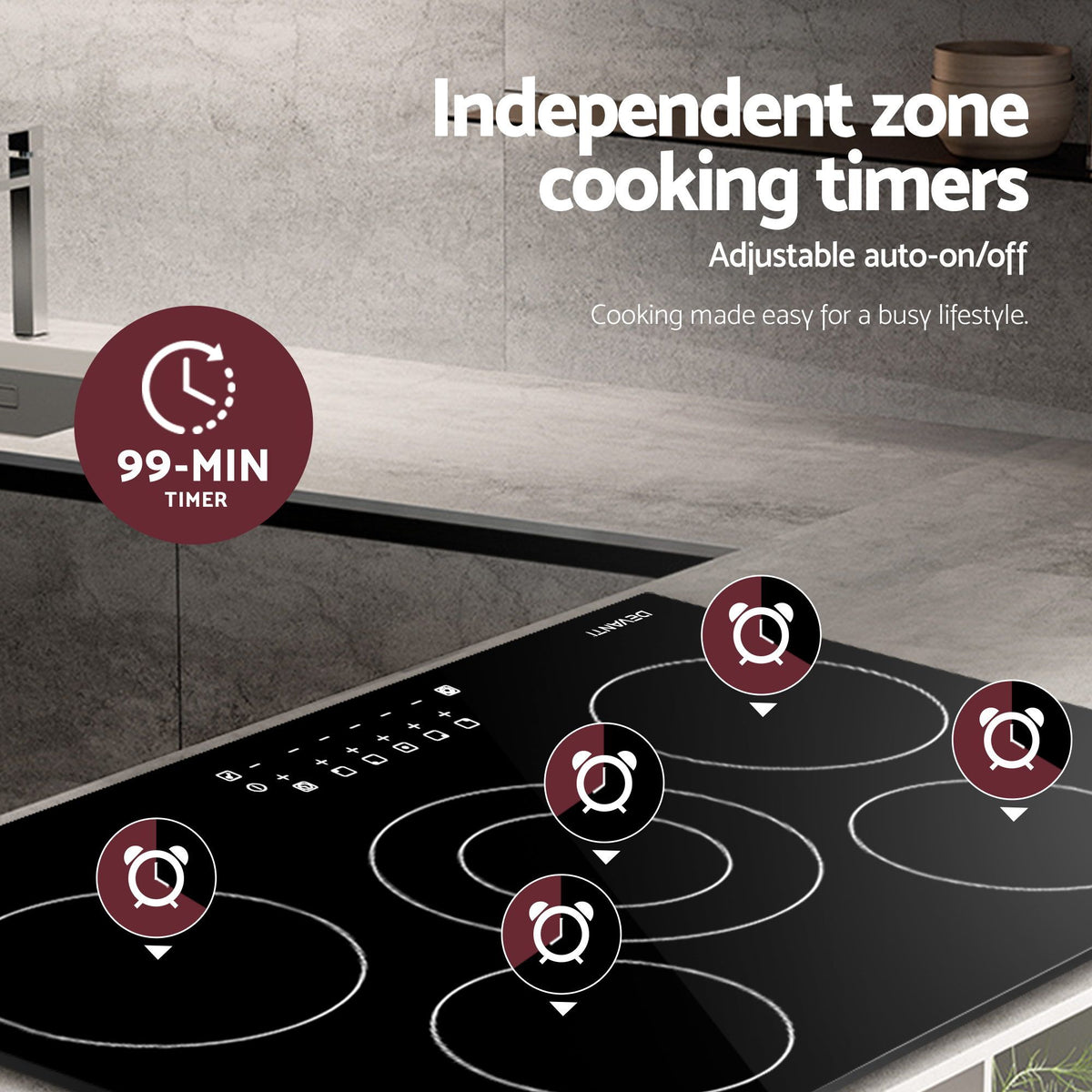 Ceramic Cooktop 90cm 5 Burner Stove Hob Touch Control 6-Zones