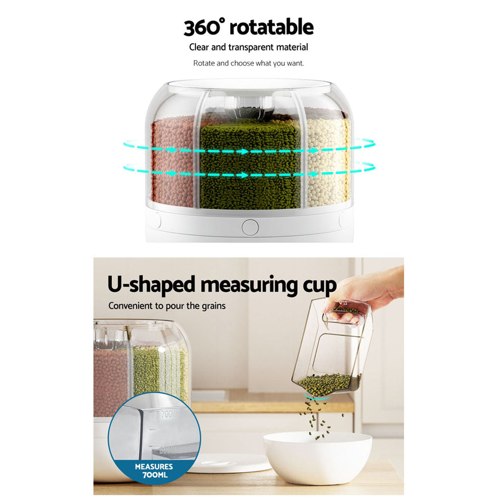 6 1 dispenser rotating grain with container cereal rice storage