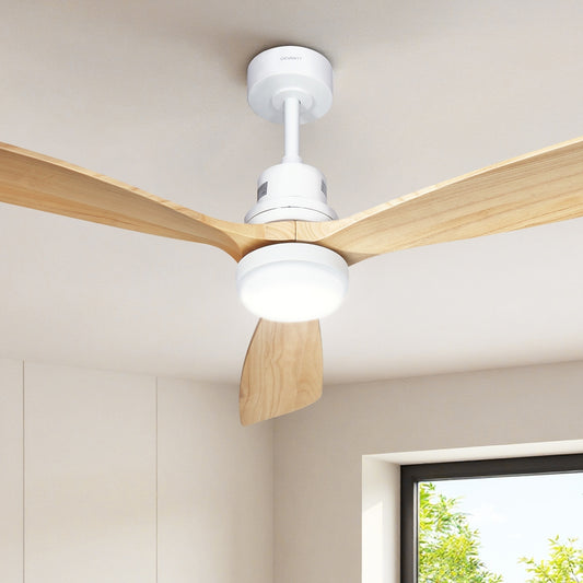 Ceiling Fan 52'' AC Motor LED Light with Remote - Light Wood