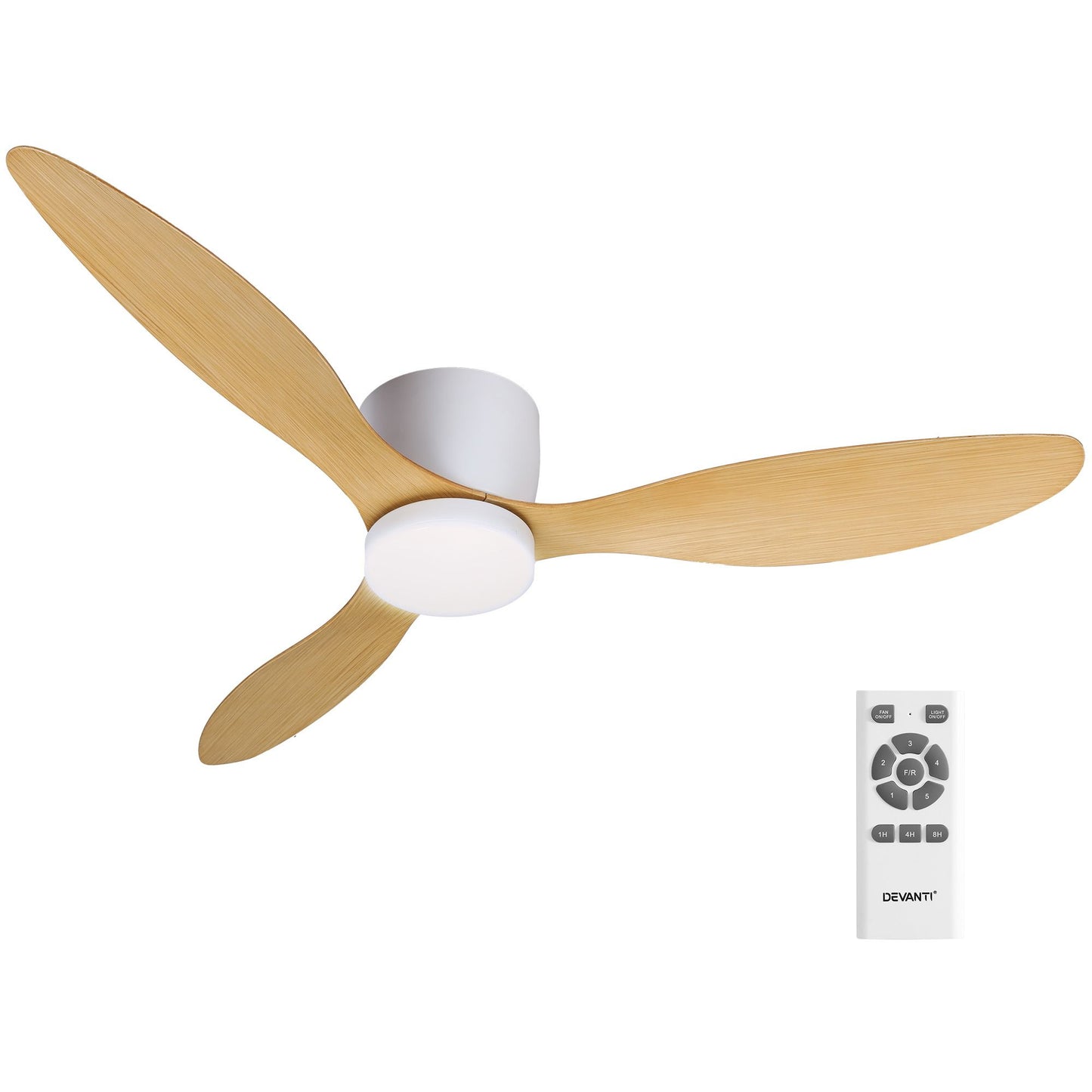 Ceiling Fan 52'' DC Motor with Light & Remote - Light Wood