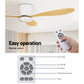Ceiling Fan 52'' DC Motor with Light & Remote - Light Wood
