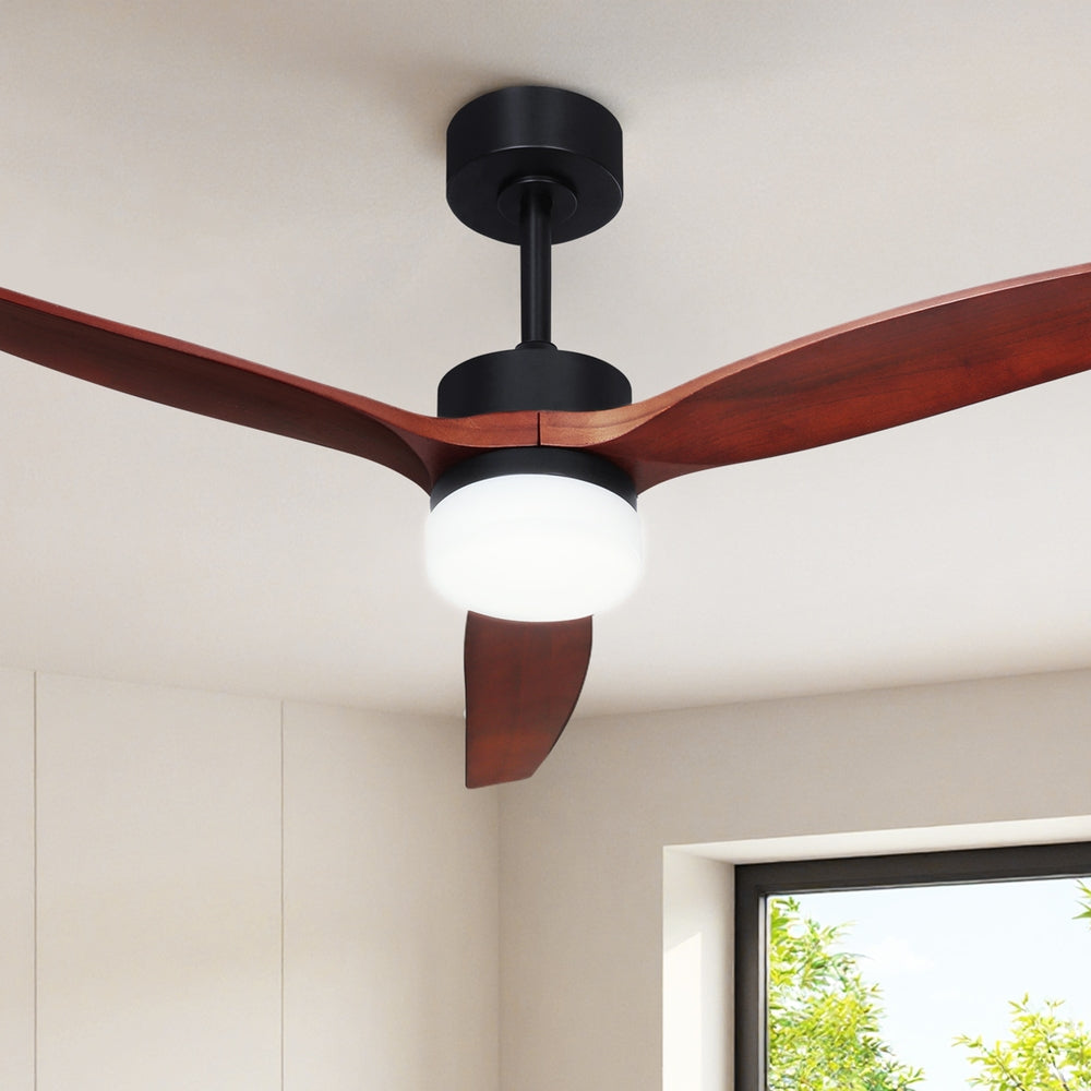 Ceiling Fan 52'' AC Motor 3 Blades with Light - Dark Wood