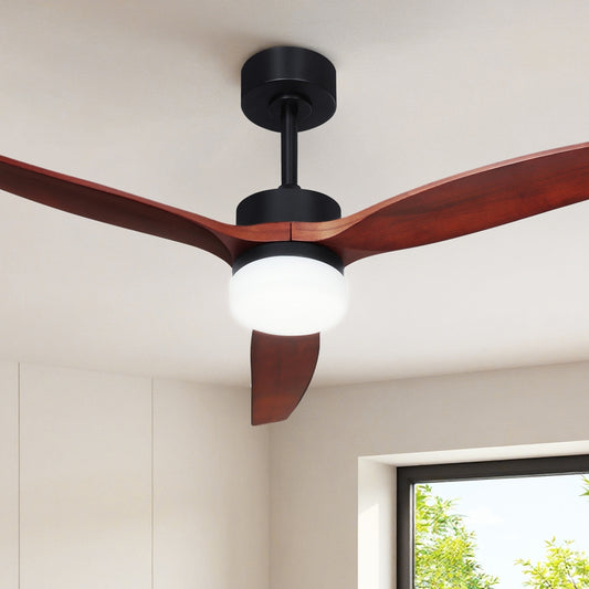 Ceiling Fan 52'' AC Motor 3 Blades with Light - Dark Wood