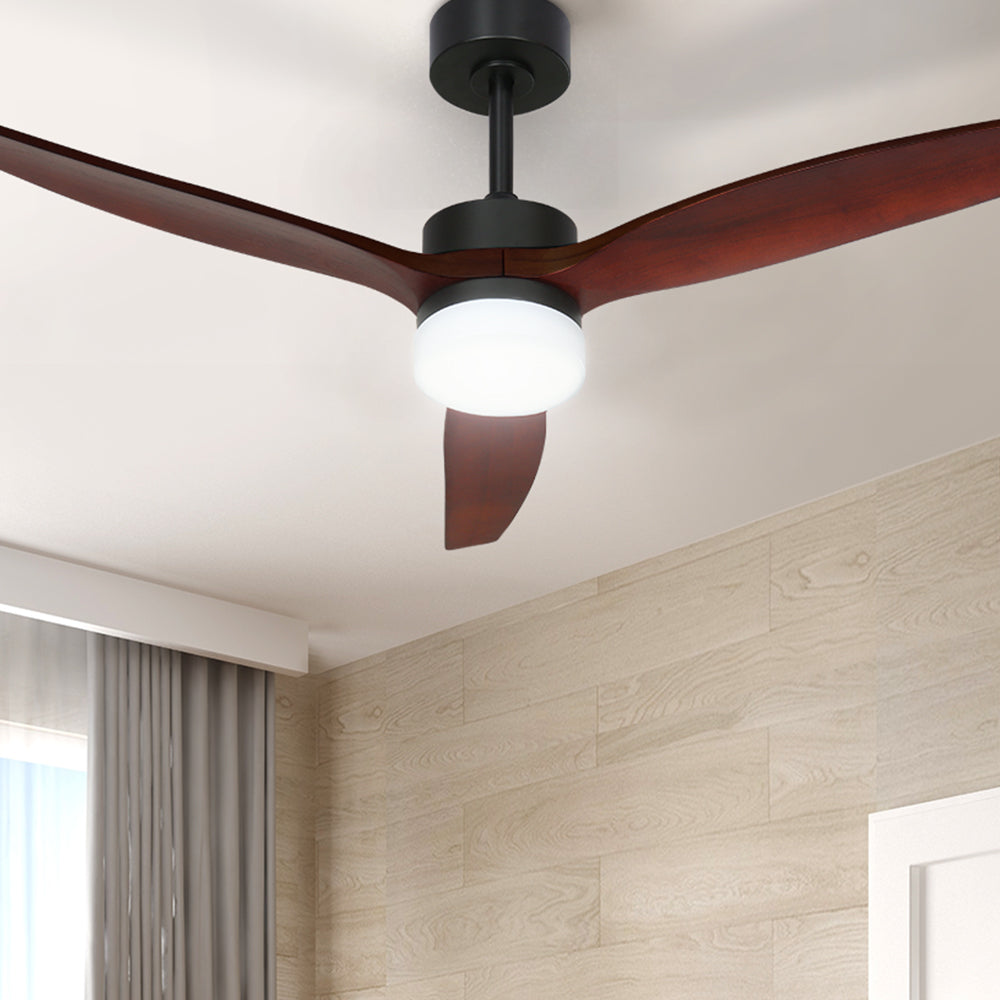 Ceiling Fan 52'' AC Motor 3 Blades with Light - Dark Wood
