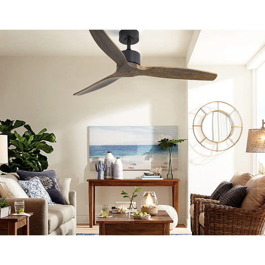 Ceiling Fan 52'' with Remote Control 3 Wooden Blades Timer 1300mm