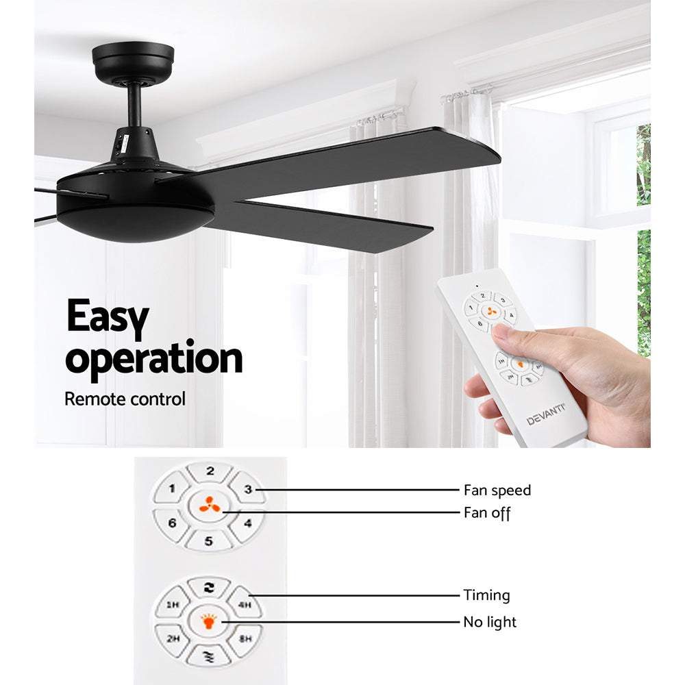 Ceiling Fan 52'' with Remote - Black