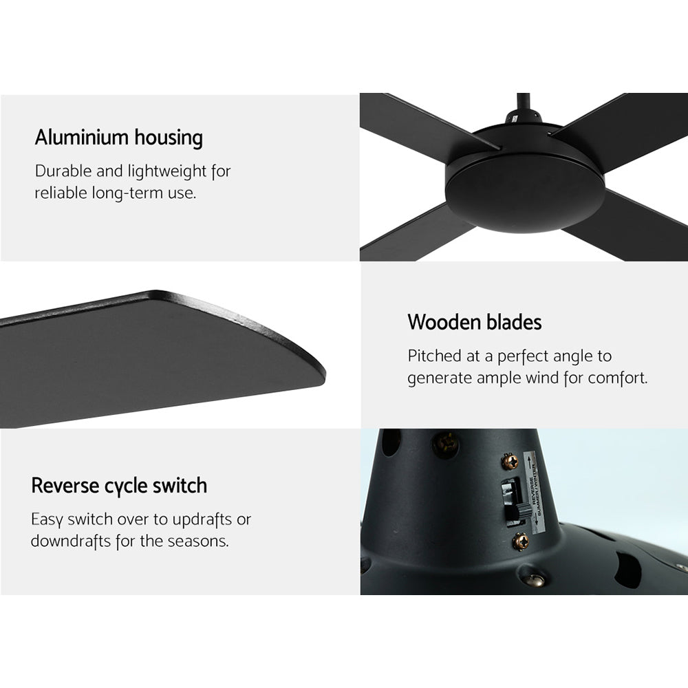 Ceiling Fan 52'' with Remote - Black