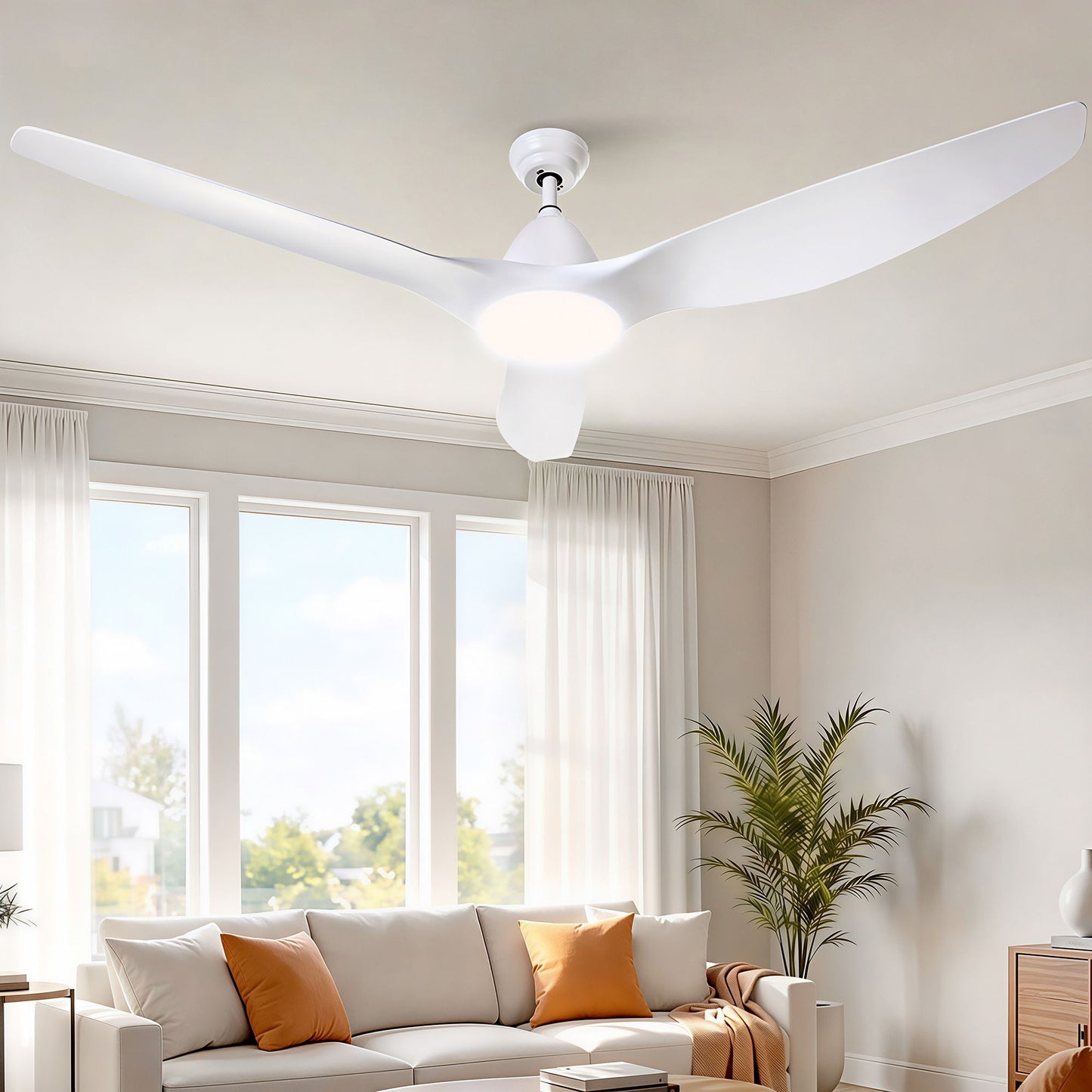 Ceiling Fan 64'' DC Motor with Light LED Remote Control 3 Blades