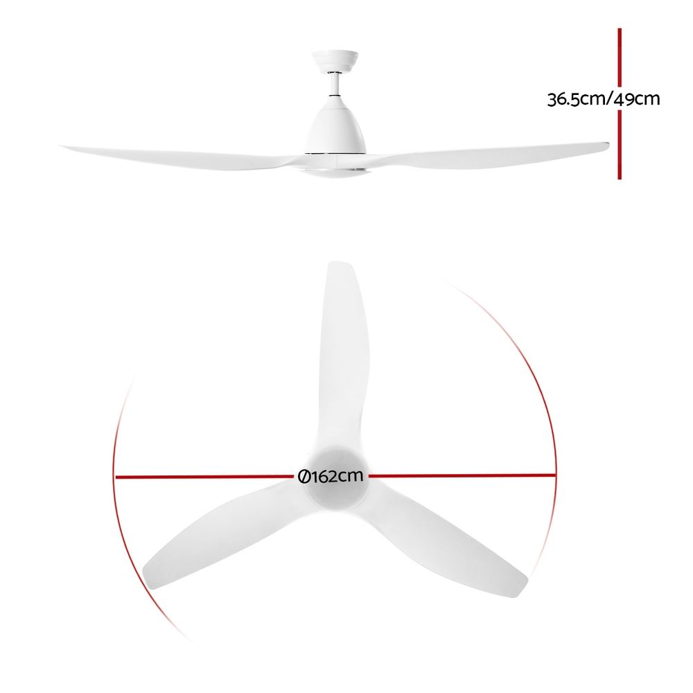 Ceiling Fan 64'' DC Motor with Light LED Remote Control 3 Blades