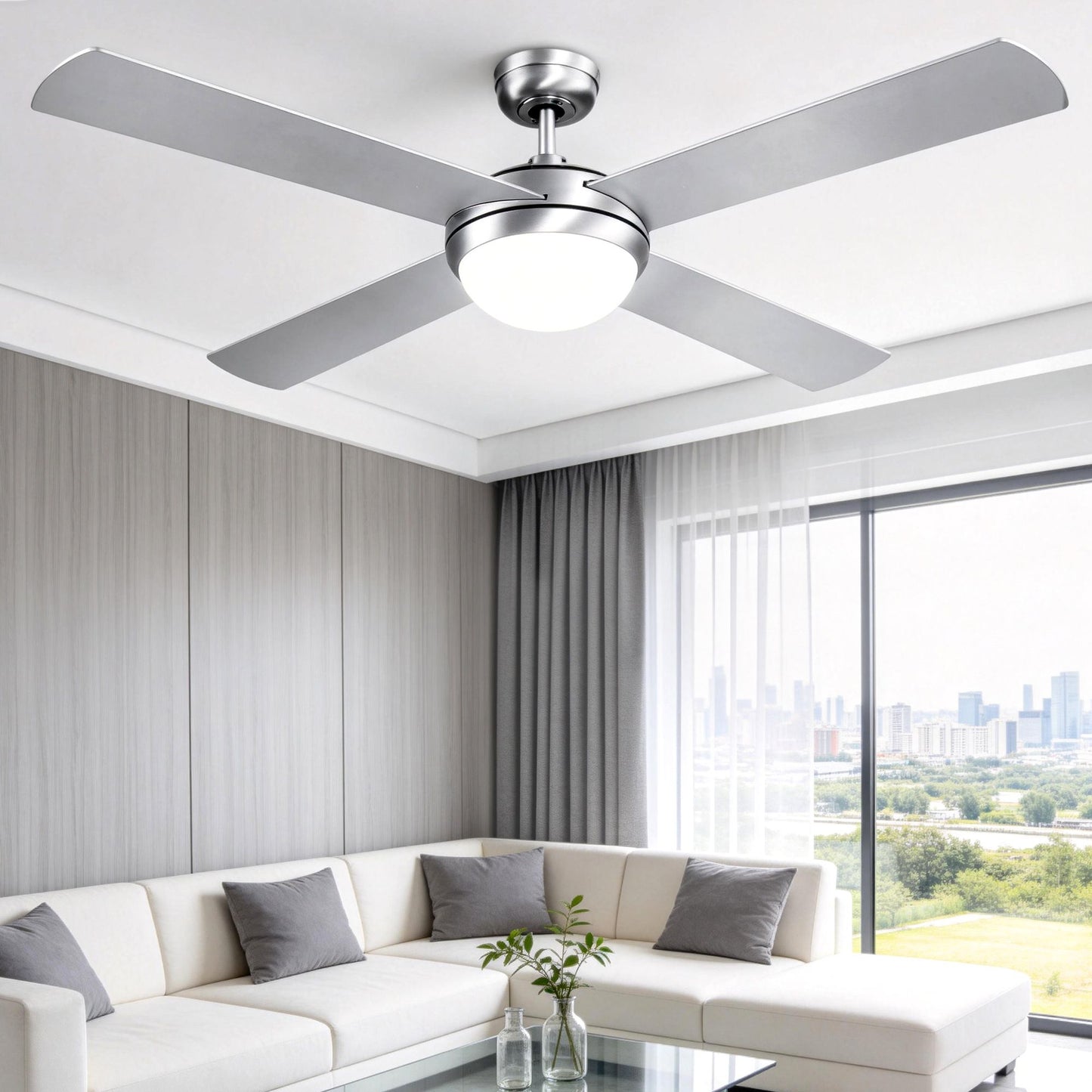 Ceiling Fan with Light 52" Silver