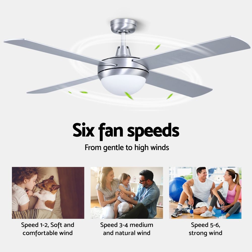 Ceiling Fan with Light 52" Silver
