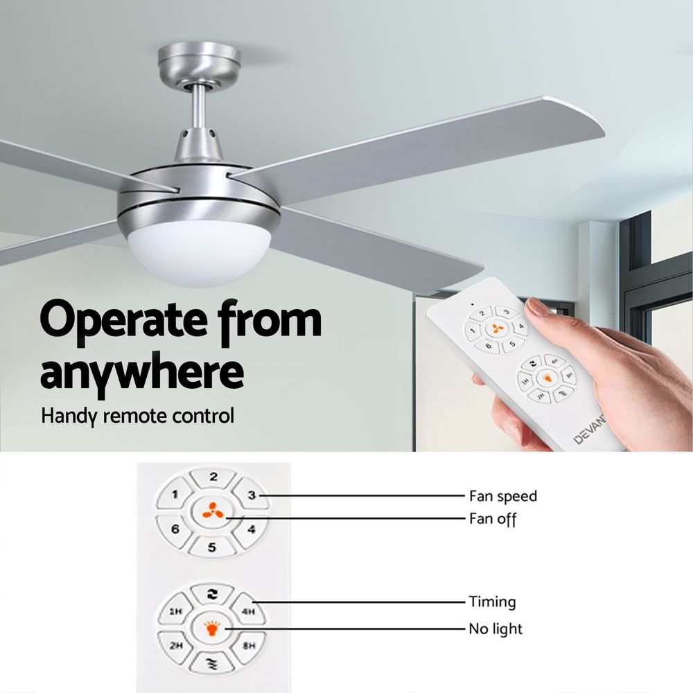 Ceiling Fan with Light 52" Silver