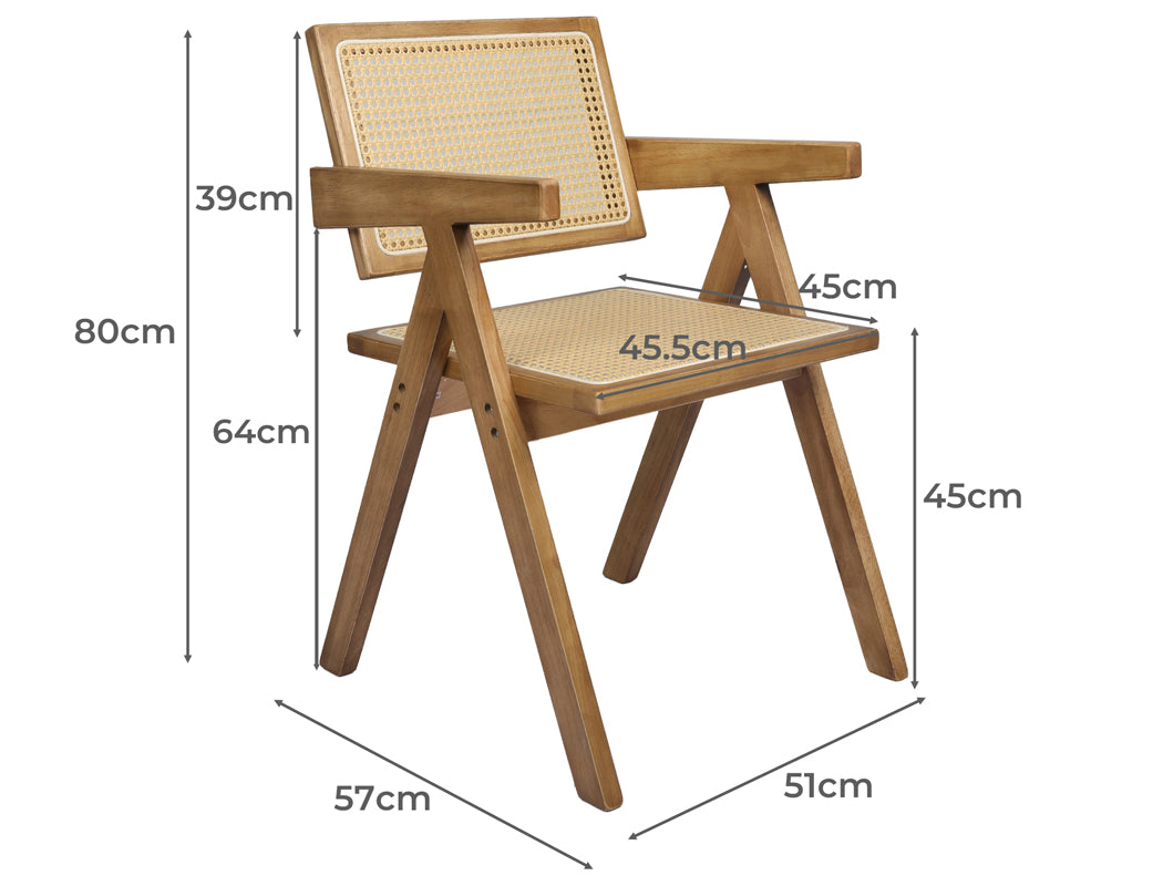 Levede 4x Dining Chair Solid Wood Rattan