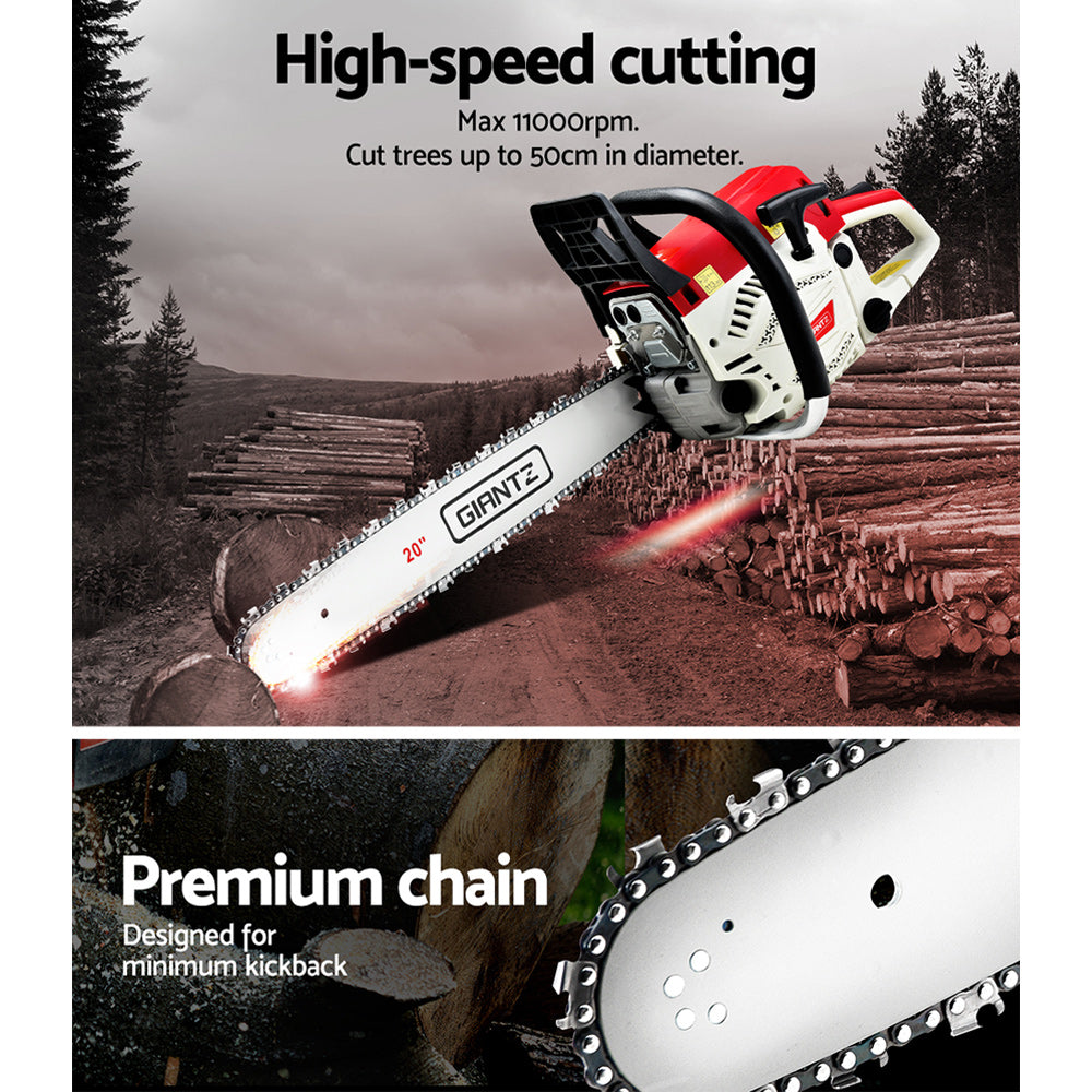 Chainsaw 58CC Commercial Petrol 20" Bar E-Start Pruning Chain Saw