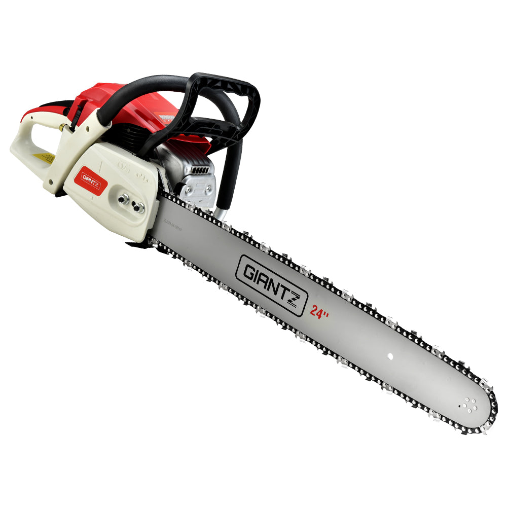Chainsaw 65CC Commercial Petrol E-Start 24" Bar Pruning Chain Saw