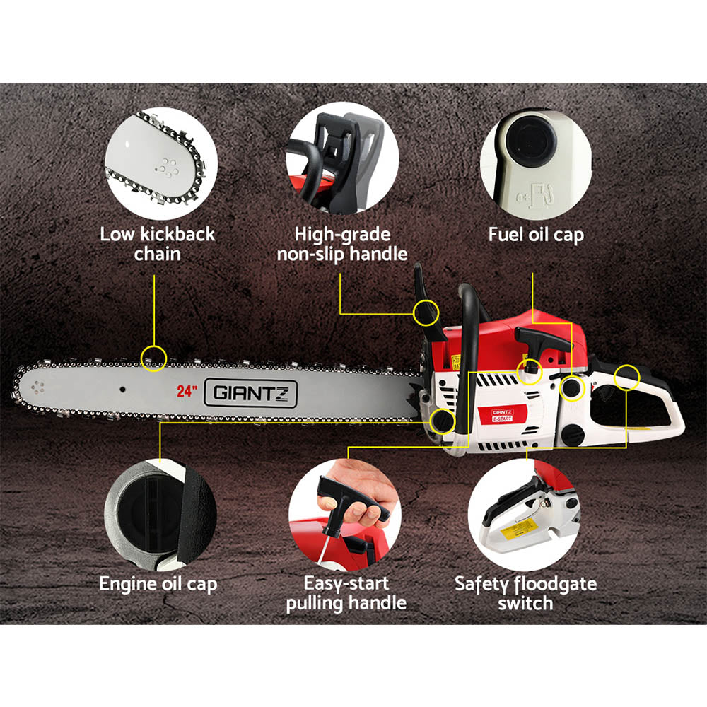 Chainsaw Petrol 72CC 24" Bar Commercial E-Start Pruning Chain Saw,Chainsaw Petrol 72CC 24" Bar Commercial E-Start Pruning Chain Saw 5.5HP