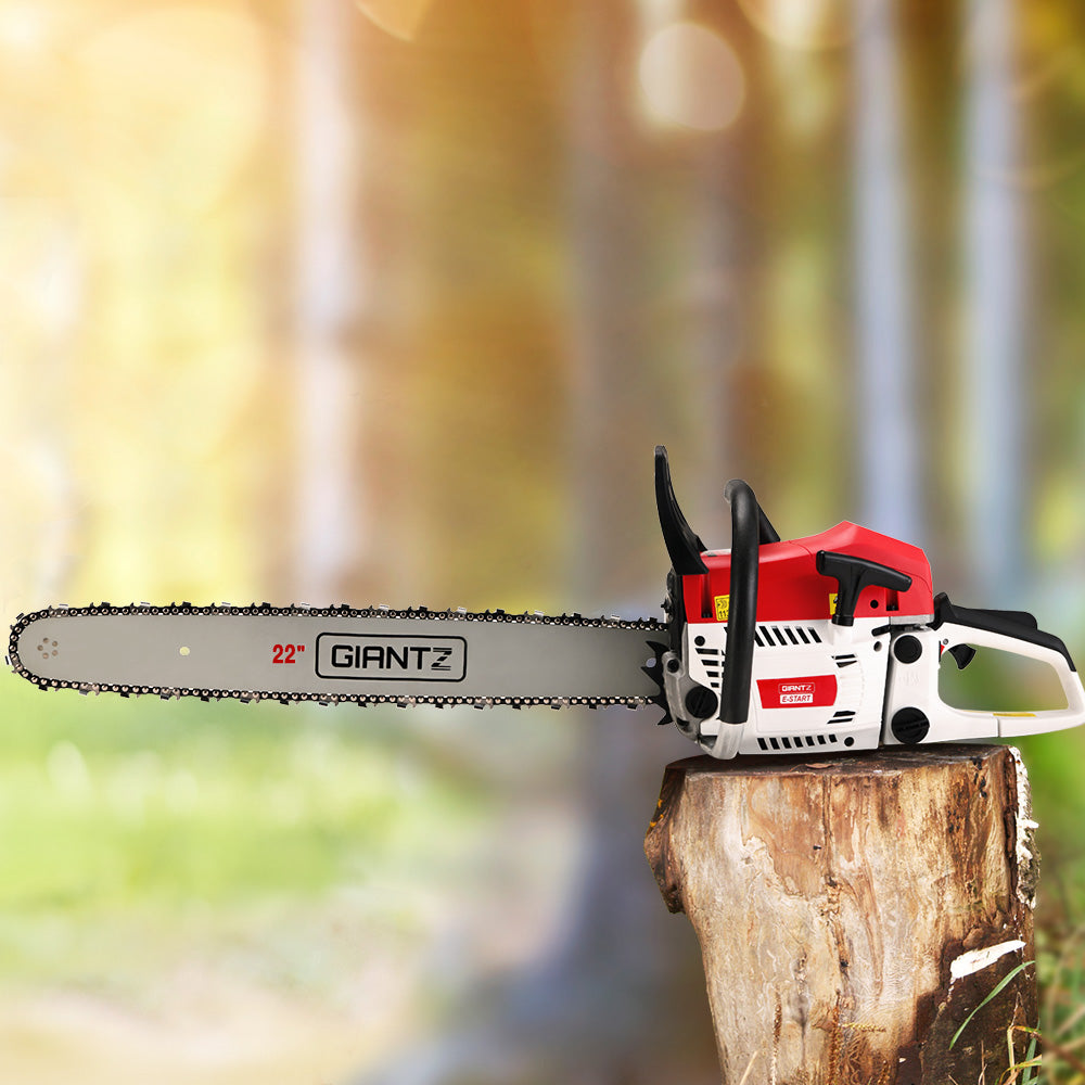 Chainsaw Petrol 62CC 22" Bar Commercial E-Start Pruning Chain Saw - 5.2HP