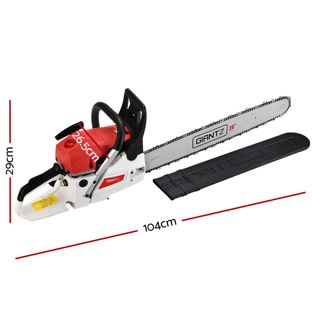 Chainsaw Petrol 62CC 24" Bar Commercial E-Start Pruning 5.2HP