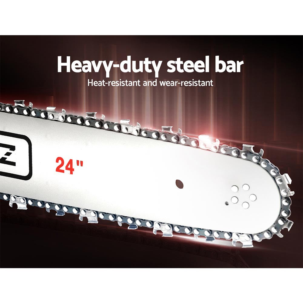 Chainsaw Petrol 62CC 24" Bar Commercial E-Start Pruning 5.2HP