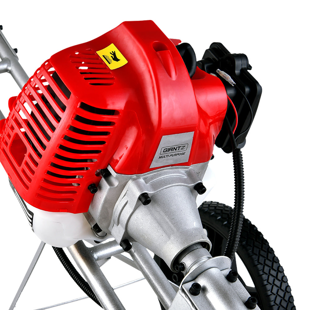 Petrol Brush Cutter Whipper Saw Trimmer 52cc 2-Stroke 3-in-1 with Wheels