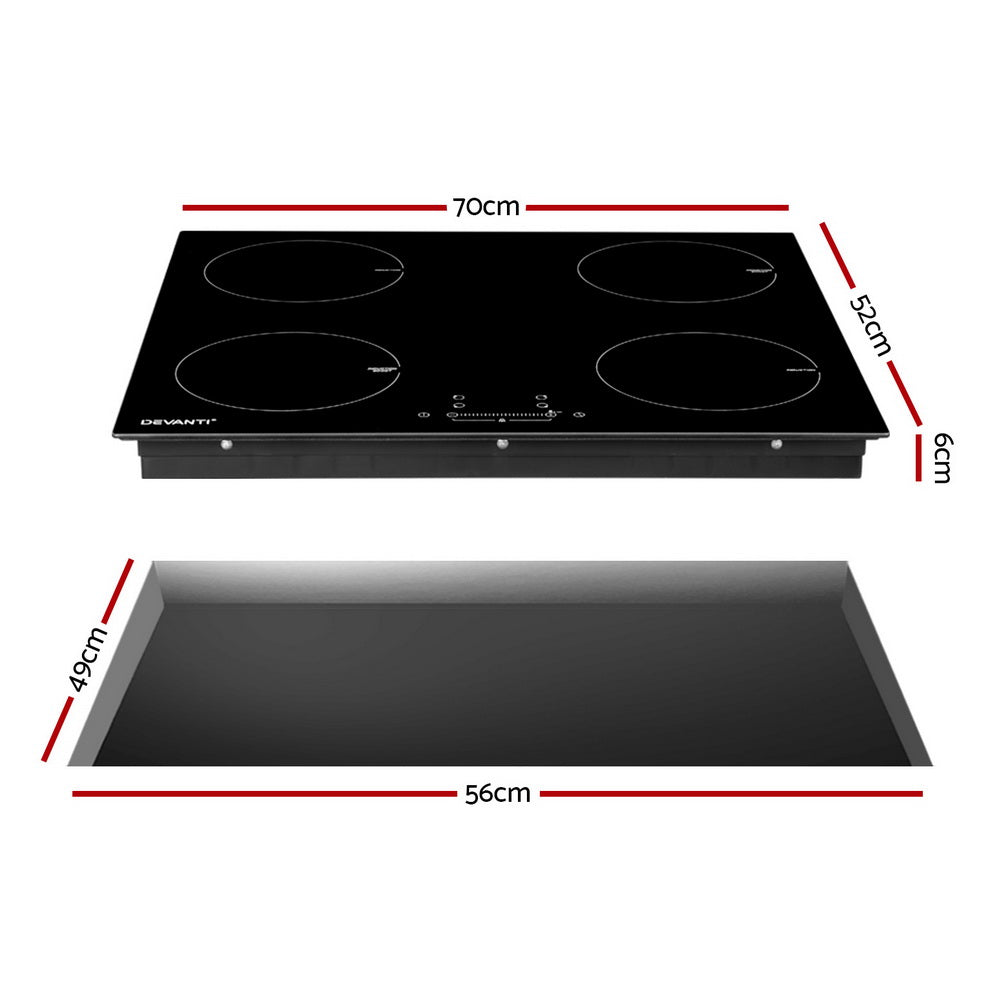 Induction Cooktop Ceramic 70CM 4-Zones Stove Cooktop Hot Plate - 7000W